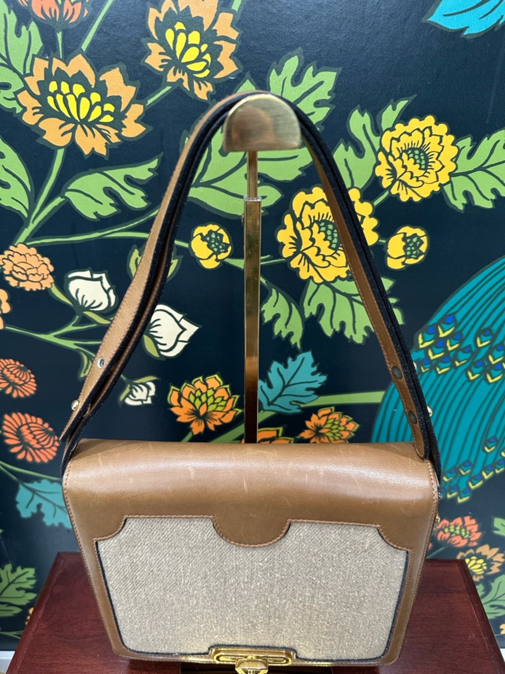 Vintage Bally International Canvas Leather Shoulder Bag 70s 80s w/ Box Dust Bag - Picture 10 of 14